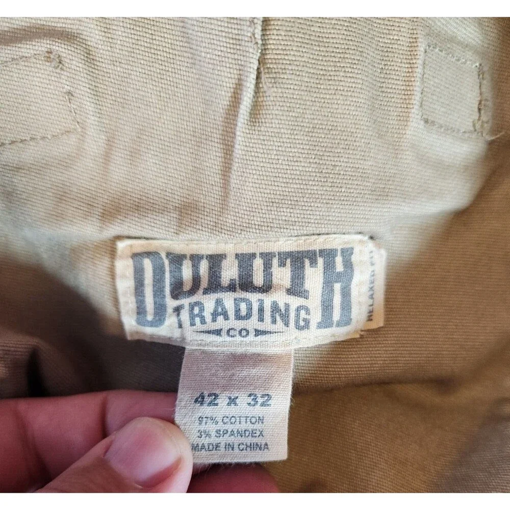 Duluth Trading Flex Fire‎ Hose Mens Cargo Work Pants 41x30 Desert Khaki Relaxed